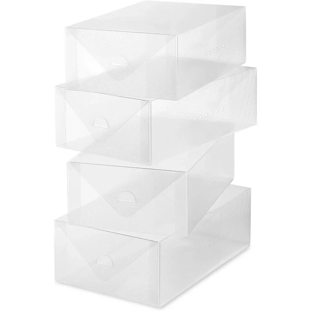 Whitmor Clear Vue Women's Shoe Boxes Set of 4 Stackable Boxes to Protect Shoes